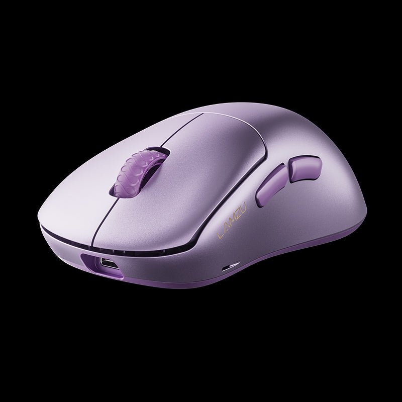 LAMZU Thorn V2 gaming mouse in Purple, left side view