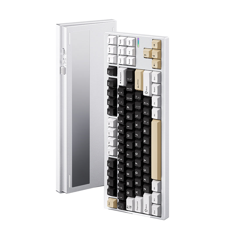 MCHOSE GX87S keyboard in Milky Brown, side and back view