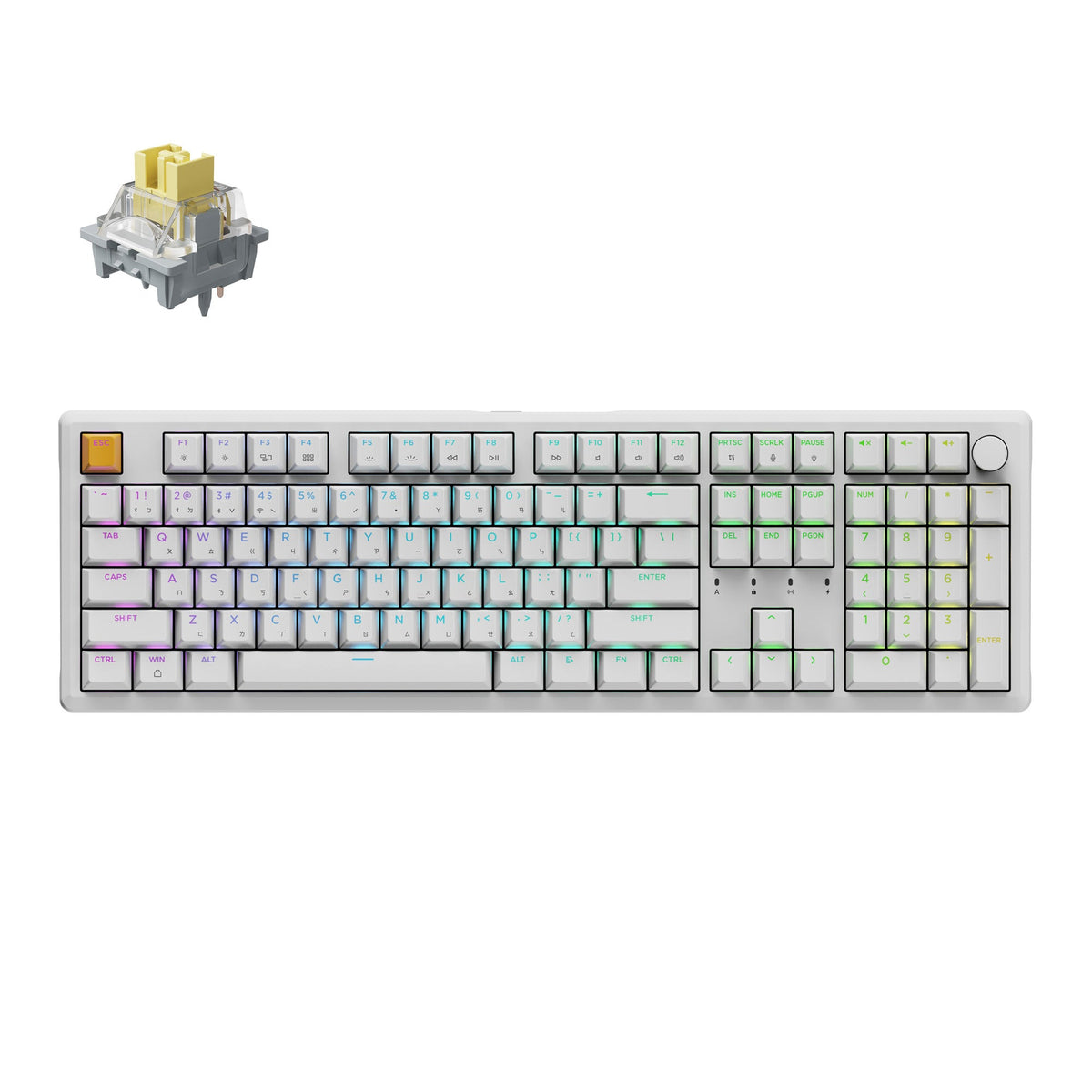 Keychron J5 in White with Apex Banana switch, top view