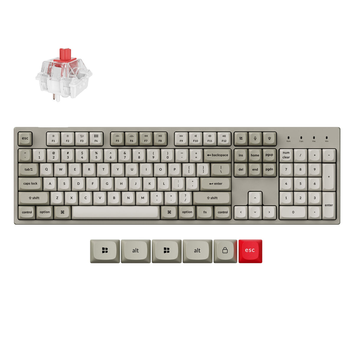Keychron C2 Pro 8K with Super Red switch, top view