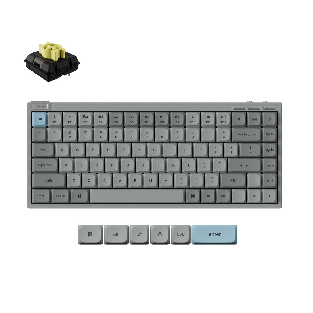 Keychron J9 QMK Low-Profile Wireless Mechanical Keyboard – Grey / Milk POM Banana