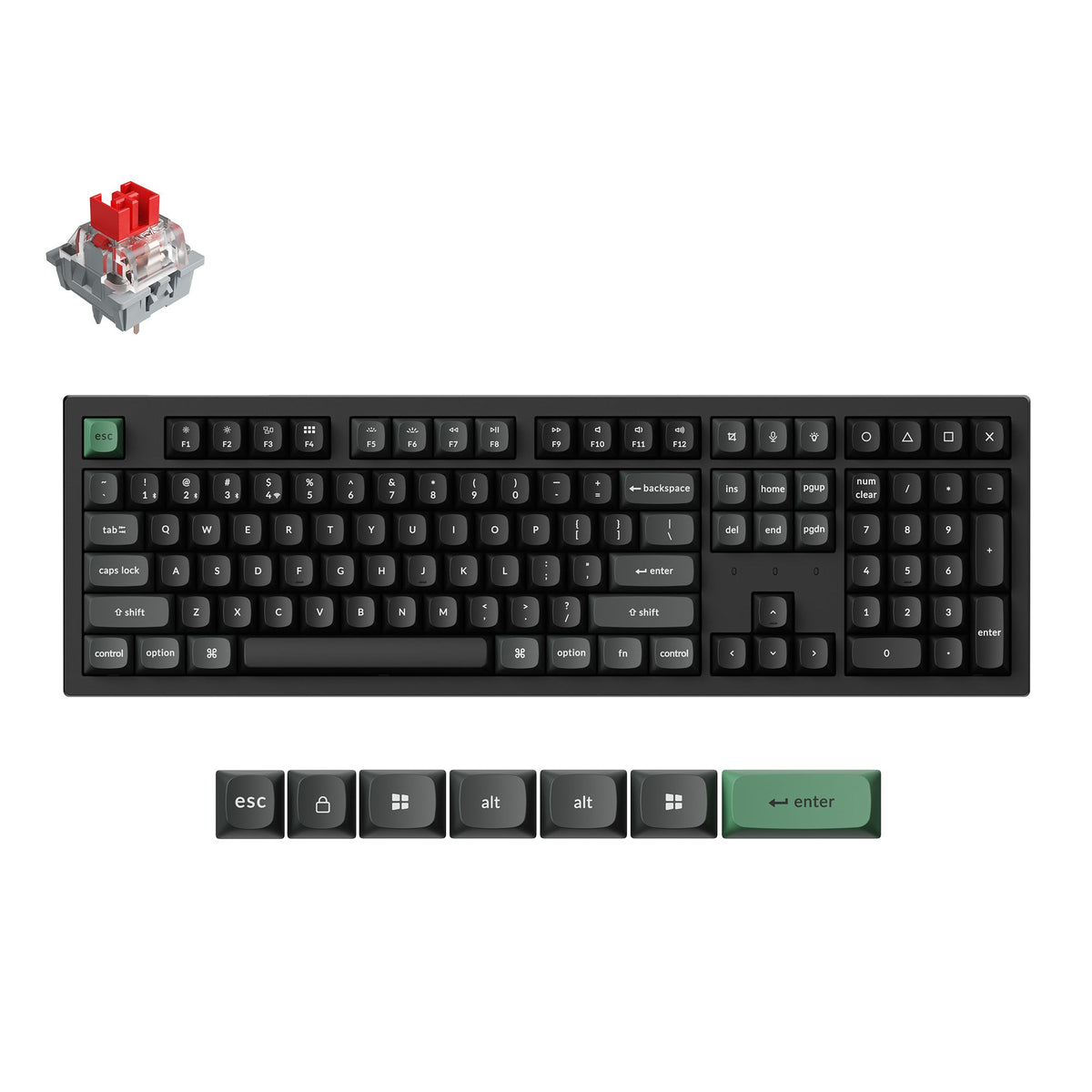Keychron K10 Ultra 8K in Black with Apex Red switch, top view