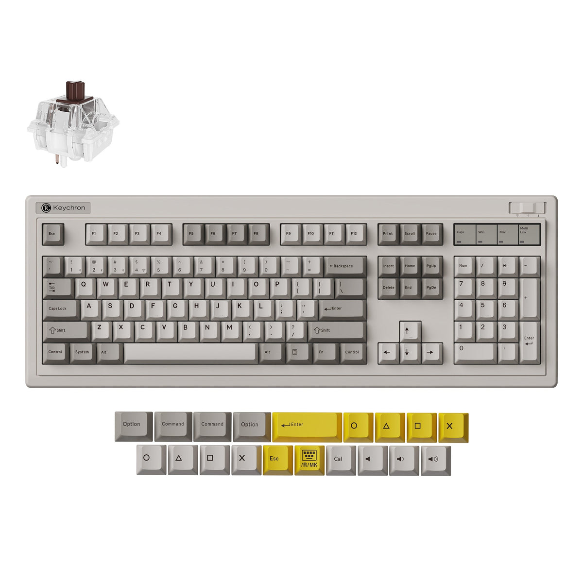Keychron R6 QMK Wireless Mechanical Keyboard – Retro / Super Brown