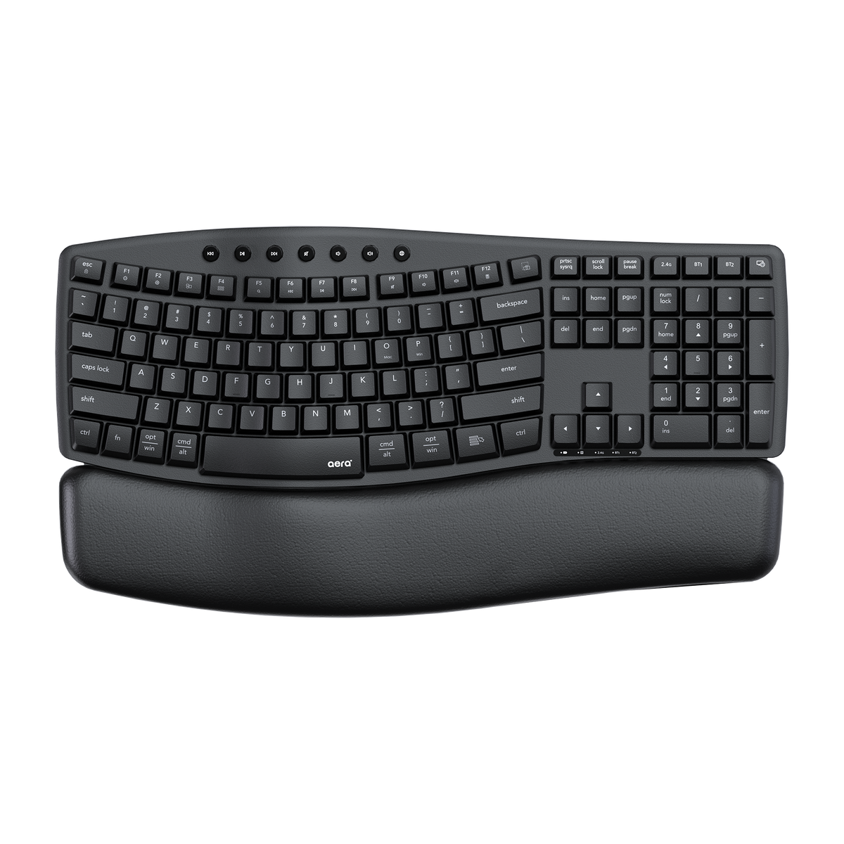 Fantech AERA ARCH curved keyboard with wrist rest, front view