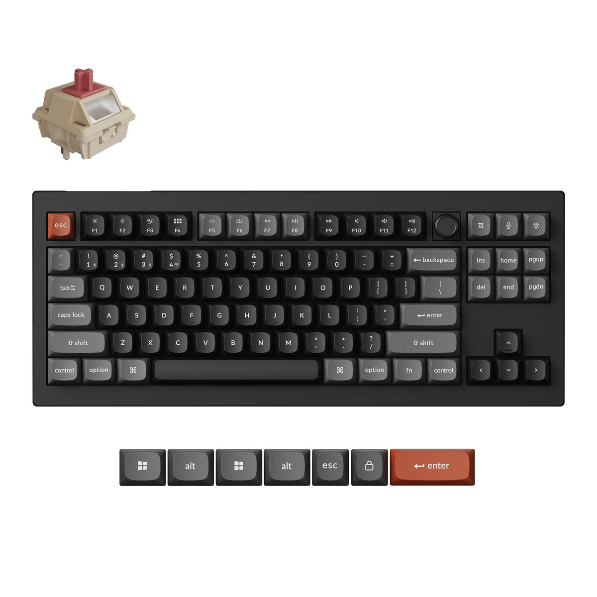 Keychron V3 Ultra 8K Wireless Mechanical Keyboard – Black / Silk POM Red