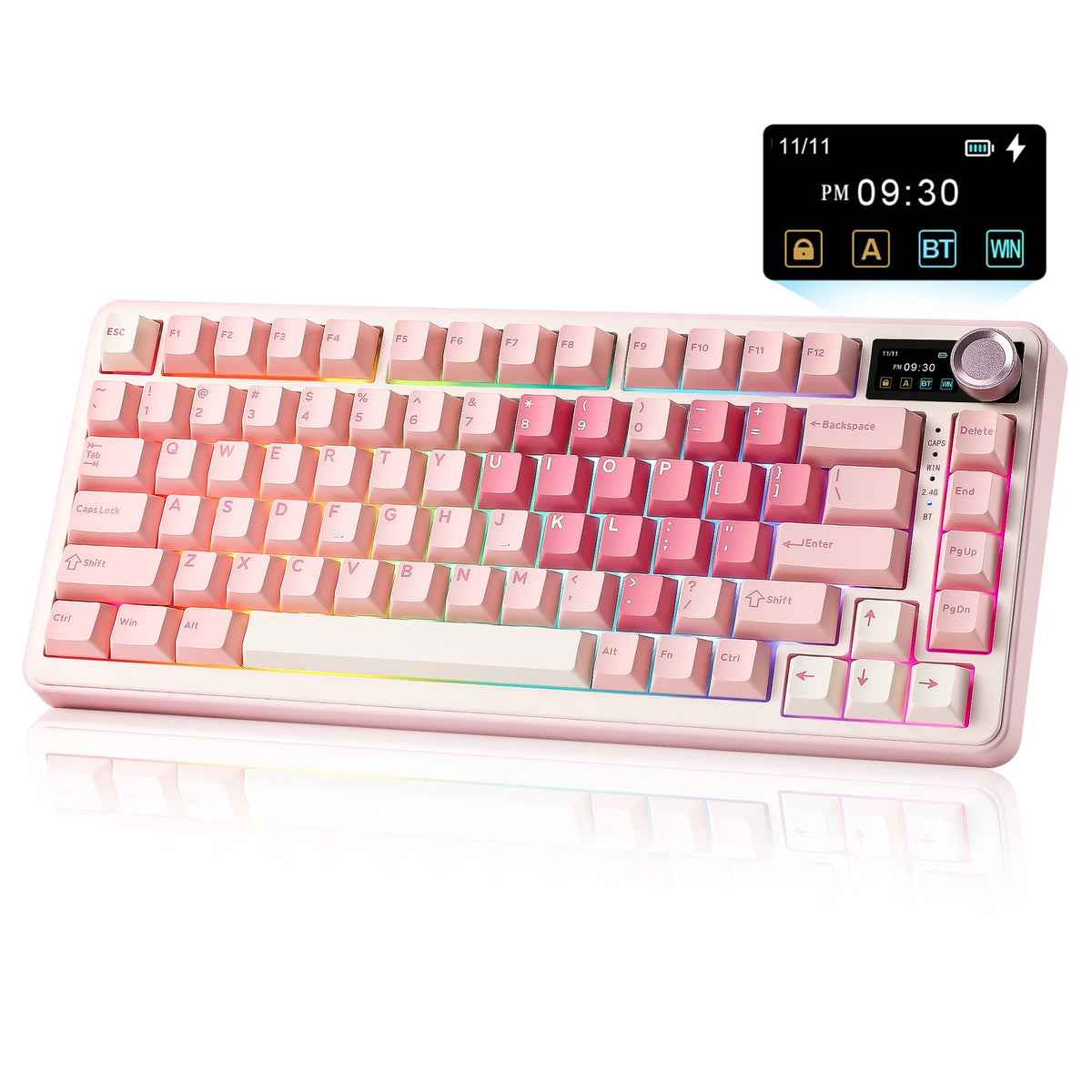 YUNZII B75 Pro Max in Pink Heart, angled view with screen