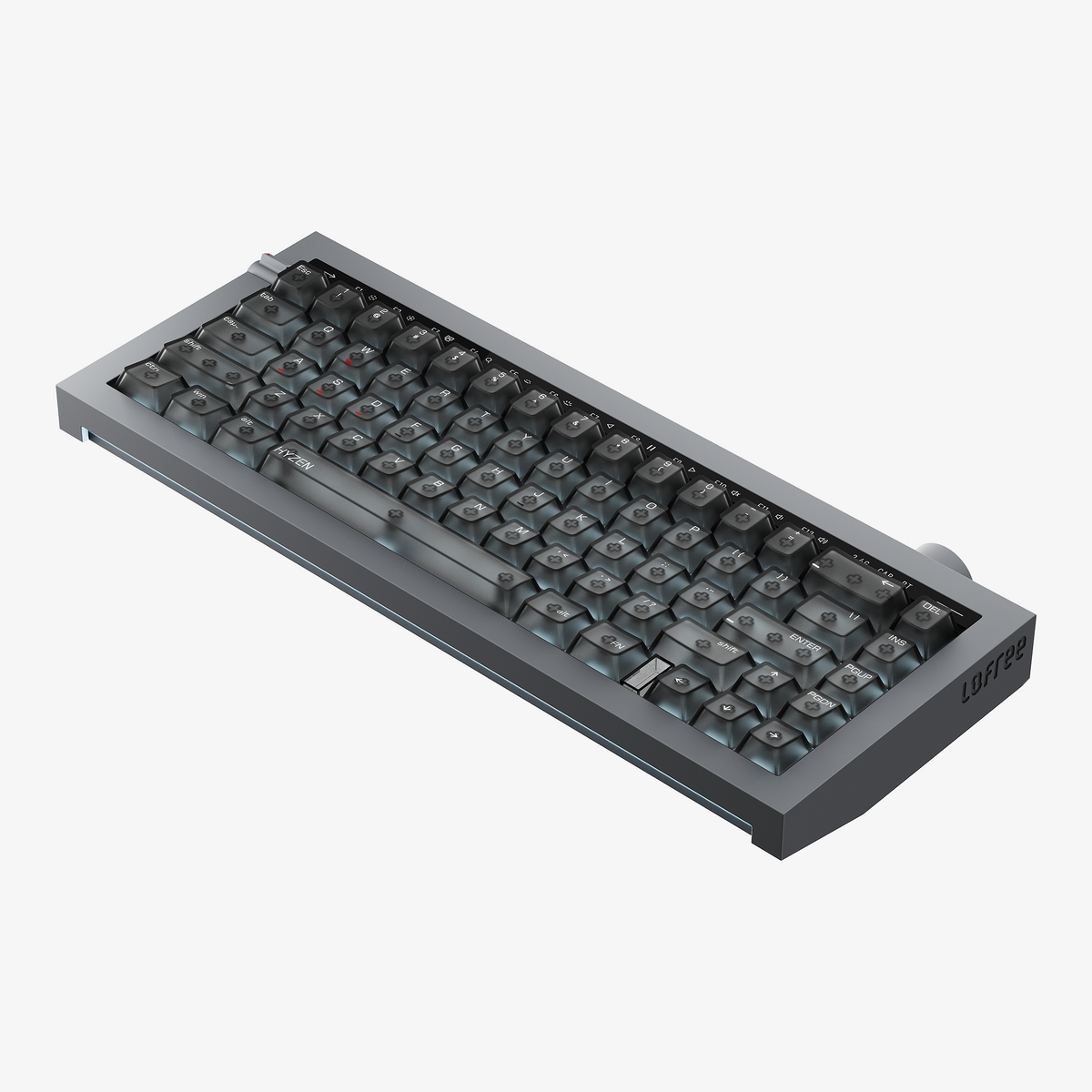 Lofree Hyzen67 magnetic keyboard in Space Gray, angled view