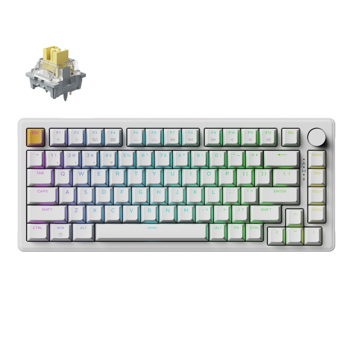 Keychron J2 in White with Apex Banana switch, top view