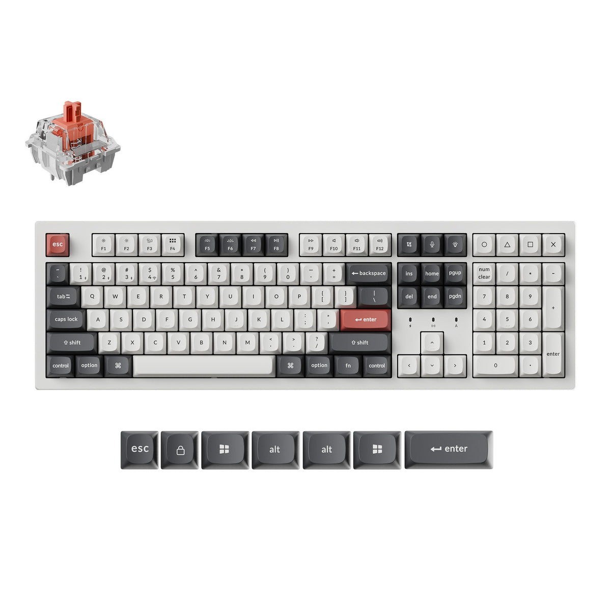 Keychron K10 Ultra 8K in White with Silent Red switch, top view