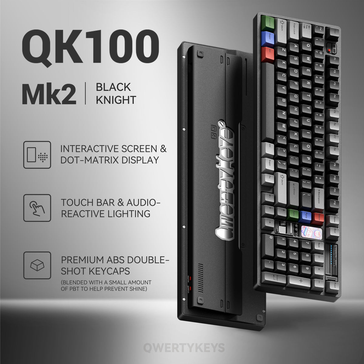 Qwertykeys QK100 Mk2 keyboard in Black Knight