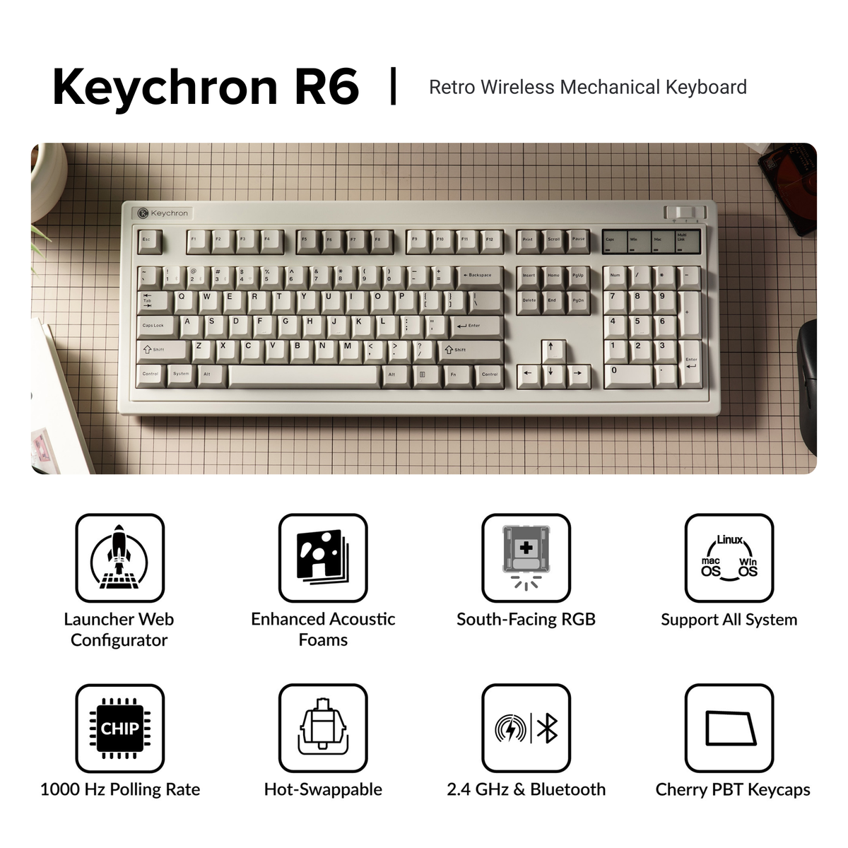 Keychron R6 QMK Wireless Mechanical Keyboard – photo 1