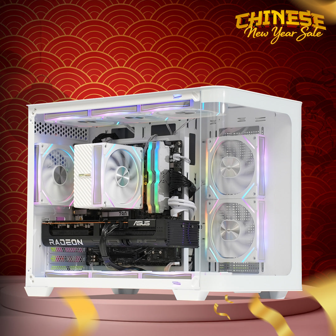 RX 9070XT 16GB | 7800X3D | 1440p/4K Gaming PC – Delta Elite White