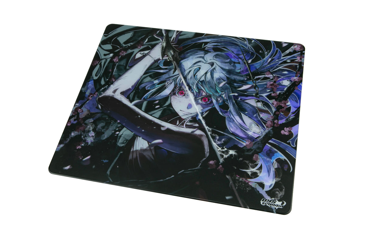 Dysphoria SAYO glass mousepad shown at an angle