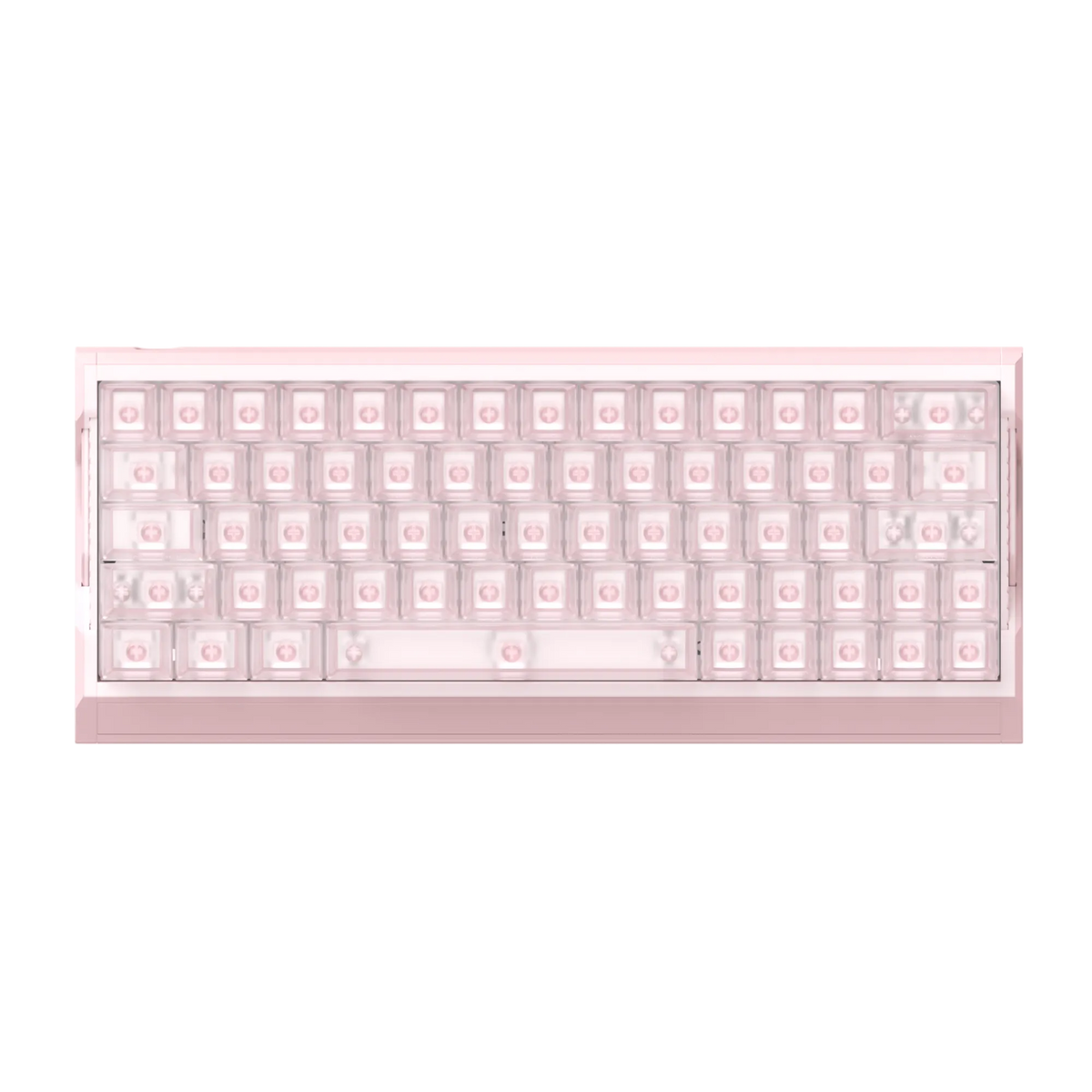 IQUNIX EV63 in Pink with clear keycaps, front view