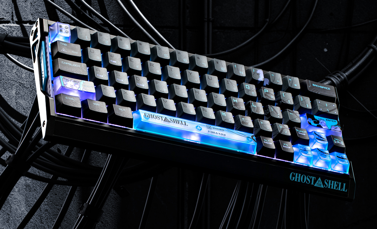 Cyber Blue edition at an angle with blue translucent accents