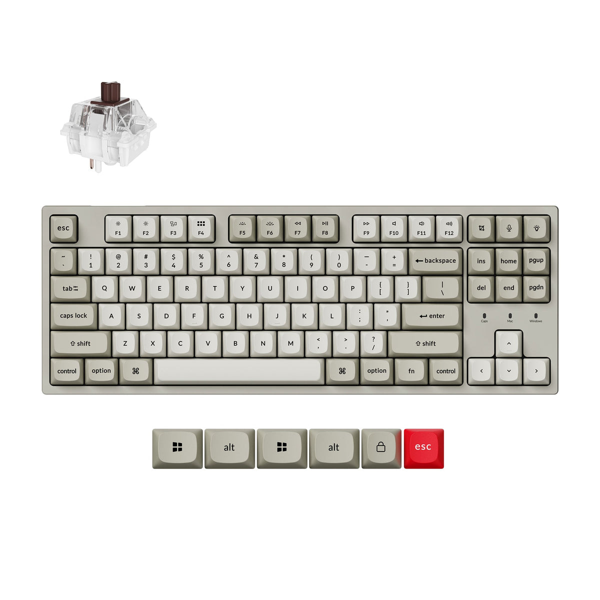 Keychron C1 Pro 8K with Super Brown switch, top view