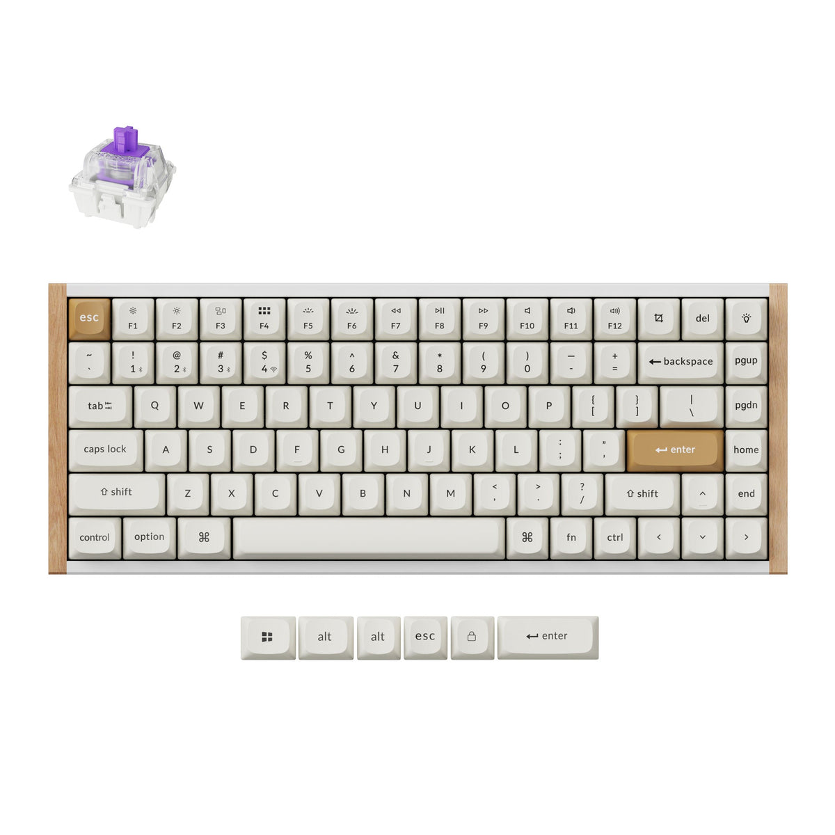 Keychron K2 HE Side Wood Frame Wireless Magnetic Keyboard – White / Gateron Double-Rail Nebula Magnetic