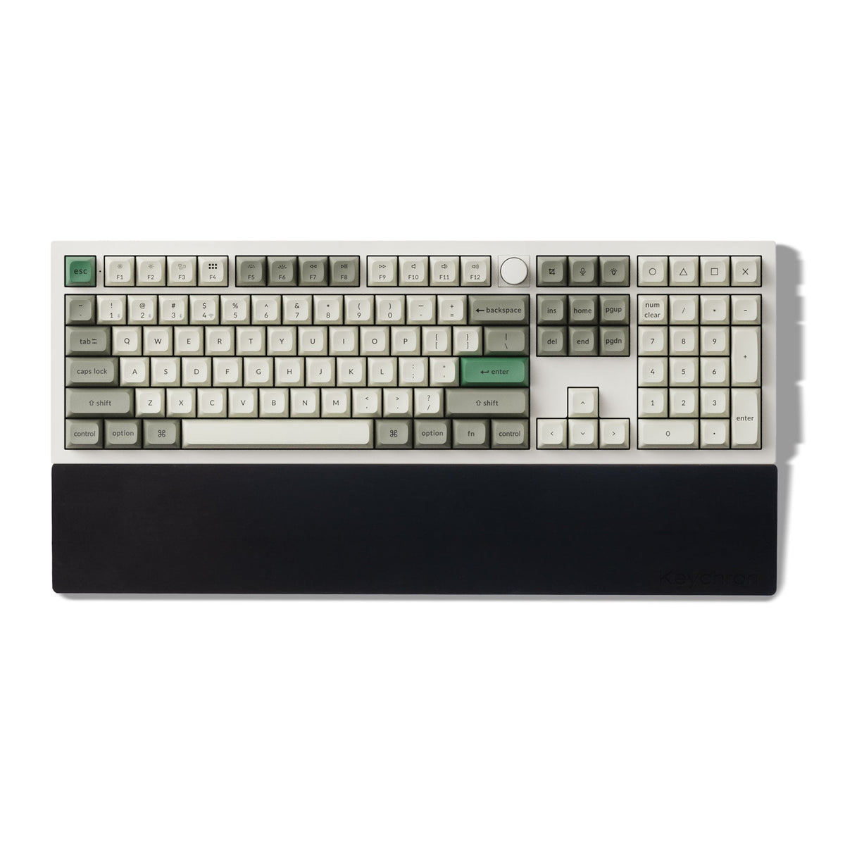 Keychron Silicone Palm Rest in Black, 447 mm, in front of a full-size Keychron keyboard (keyboard not included)