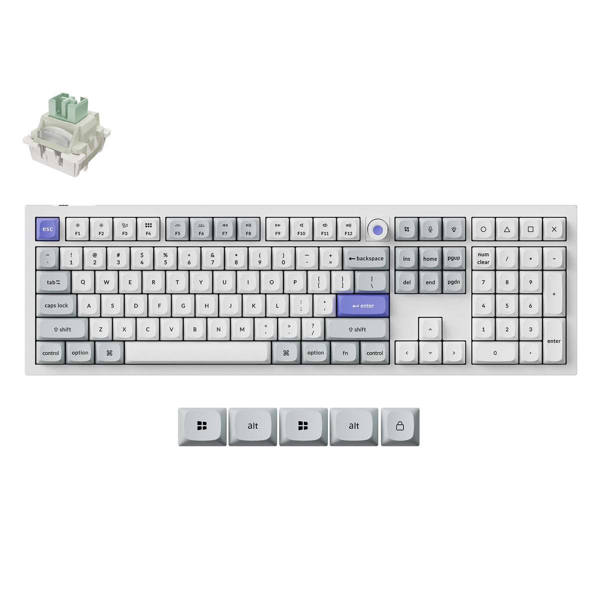 Keychron Q6 HE 8K Wired Magnetic Switch Keyboard – White / Ultra-Fast Lime Magnetic