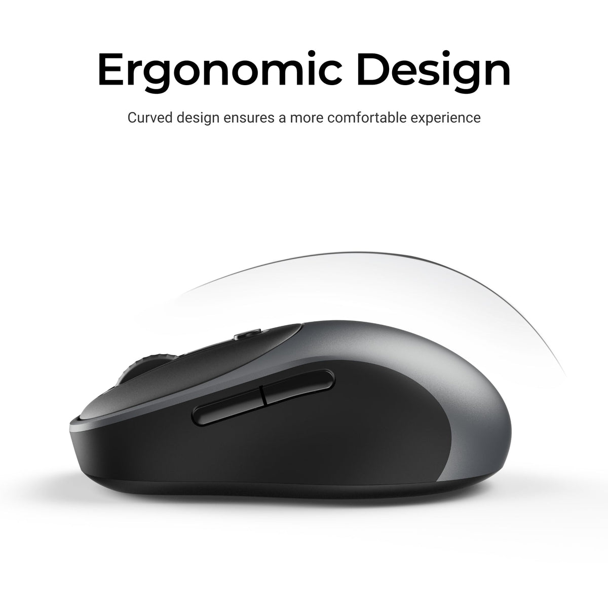 Keychron BM24 in Metal Gray, side view showing the curved shape and side buttons
