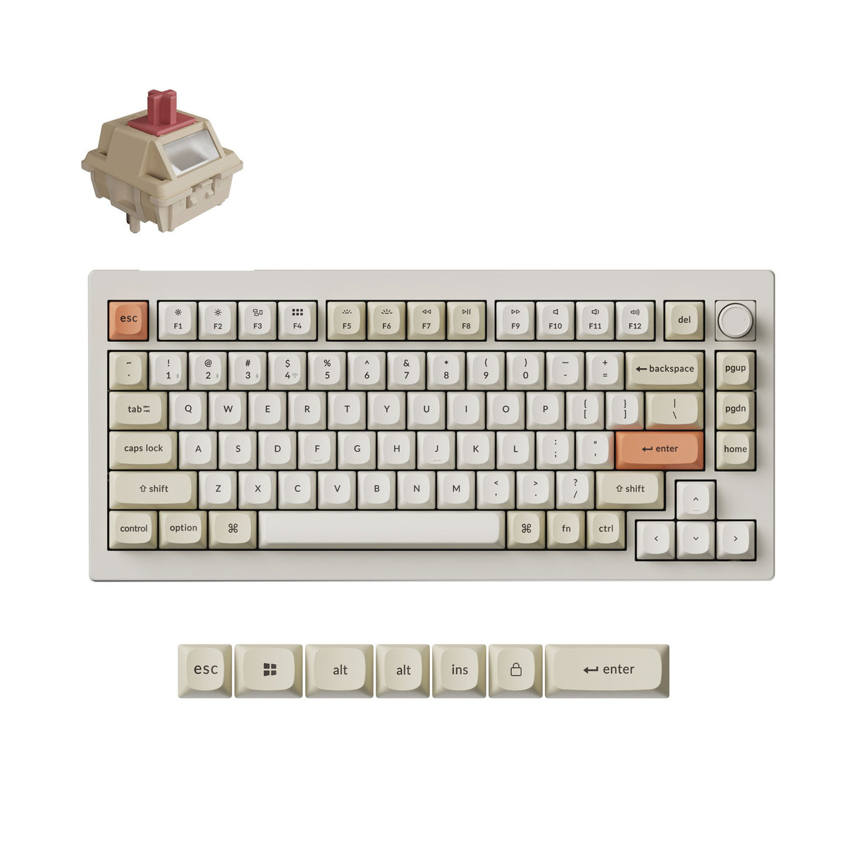 Keychron V1 Ultra 8K Wireless Mechanical Keyboard – Retro Pastel / Silk POM Red
