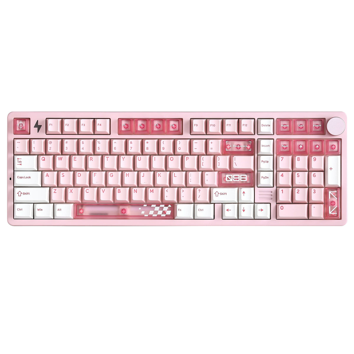 YUNZII AL98 Pro keyboard in Pink, top view