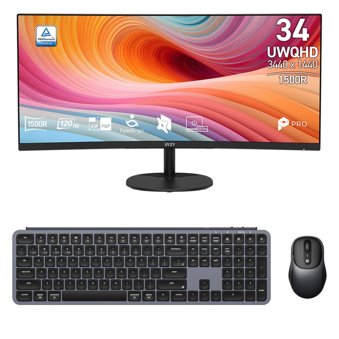 MSI PRO MP341CQ 34" Ultrawide Monitor + Keychron B6 Pro & BM24 Wireless Keyboard & Mouse Bundle: everything in the bundle