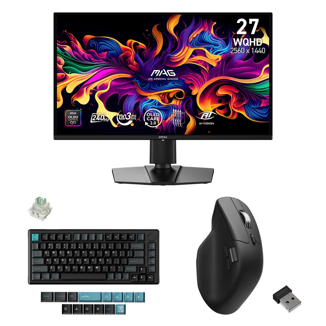 MSI MAG 274QP 26.5" QD-OLED 240Hz Monitor + Keychron J2 HE Keyboard + Keychron M6 8K Mouse Bundle: everything in the bundle