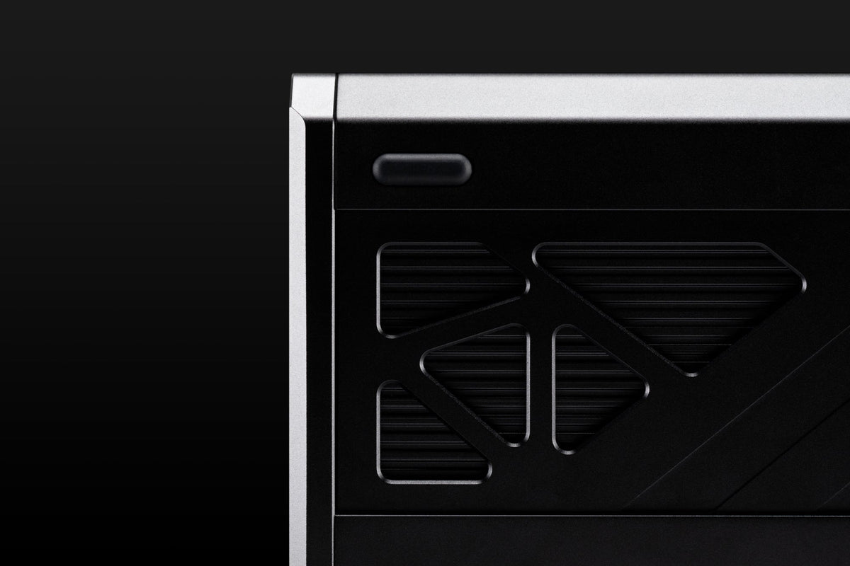 Corner detail of the EV63 Dark Knight aluminium case