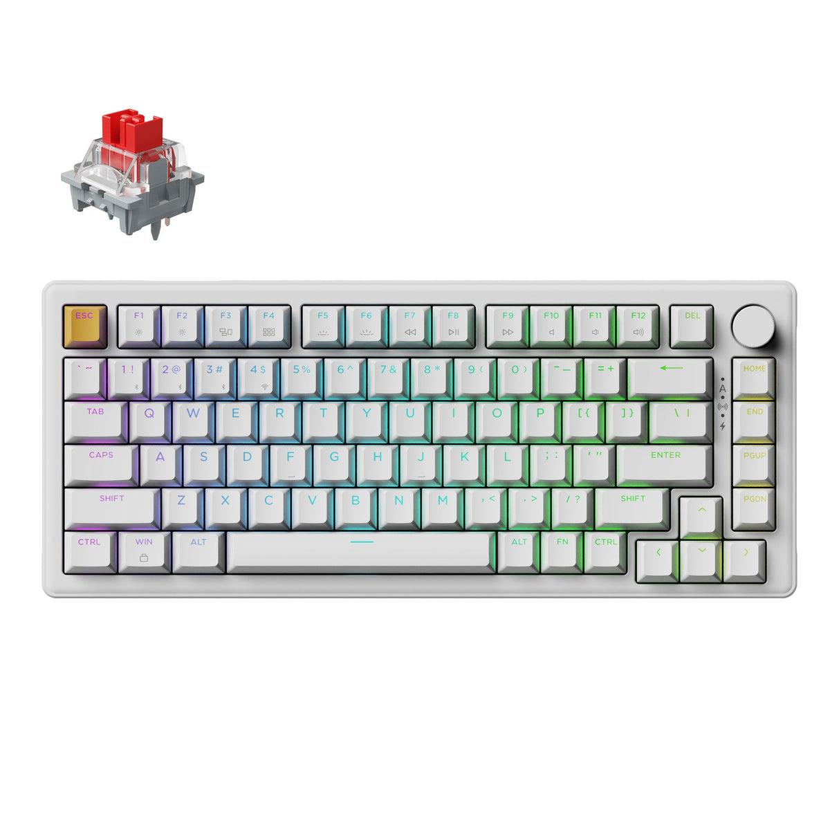 Keychron J2 in White with Apex Red switch, top view