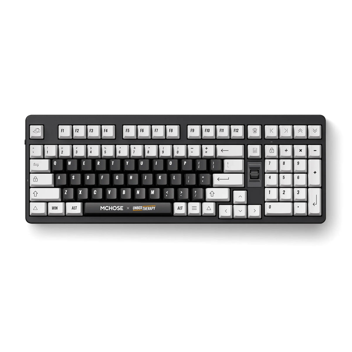 MCHOSE x Unbox Therapy UT98 keyboard in Classic Therapy, top view