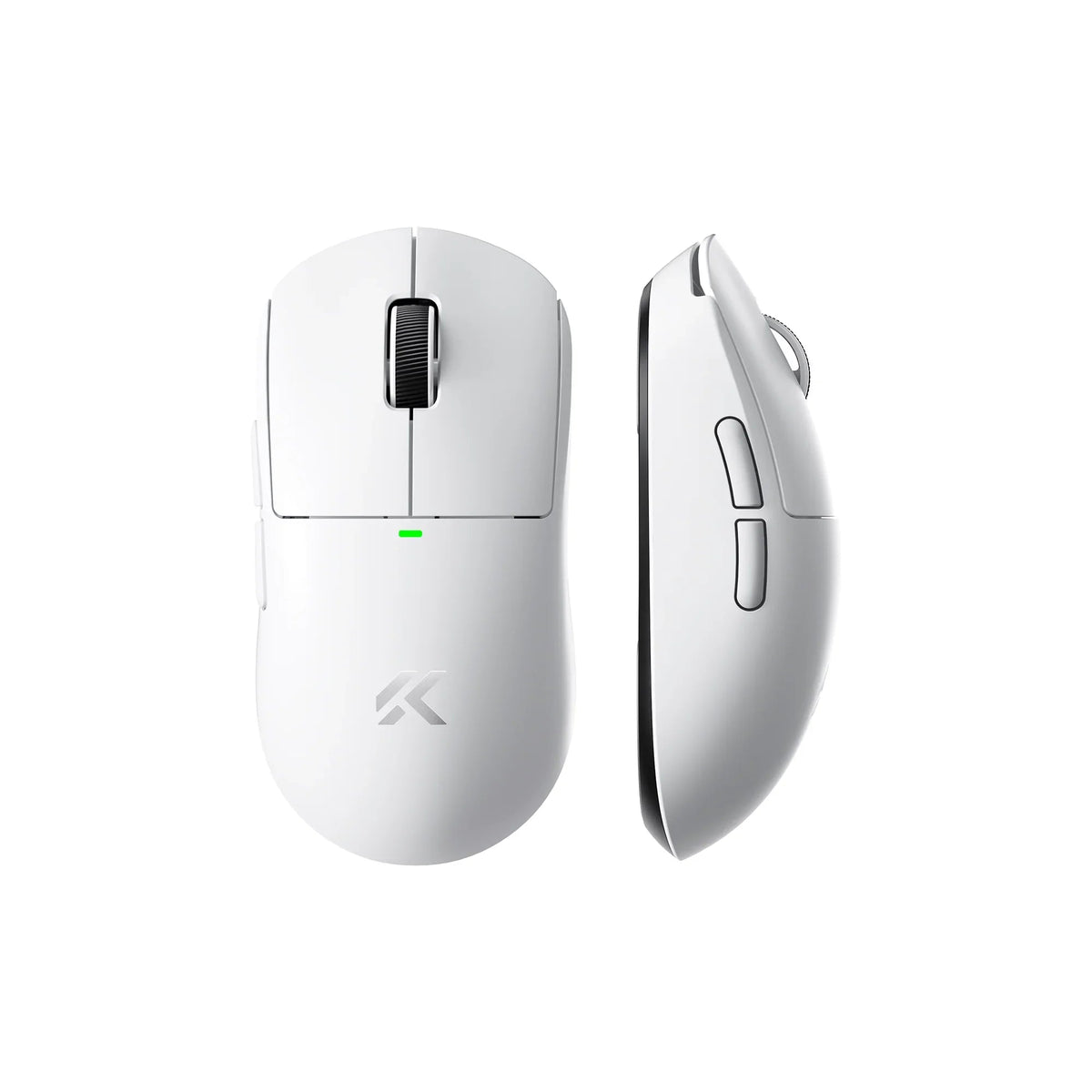 MCHOSE A5 V3 gaming mouse in White, top and side view