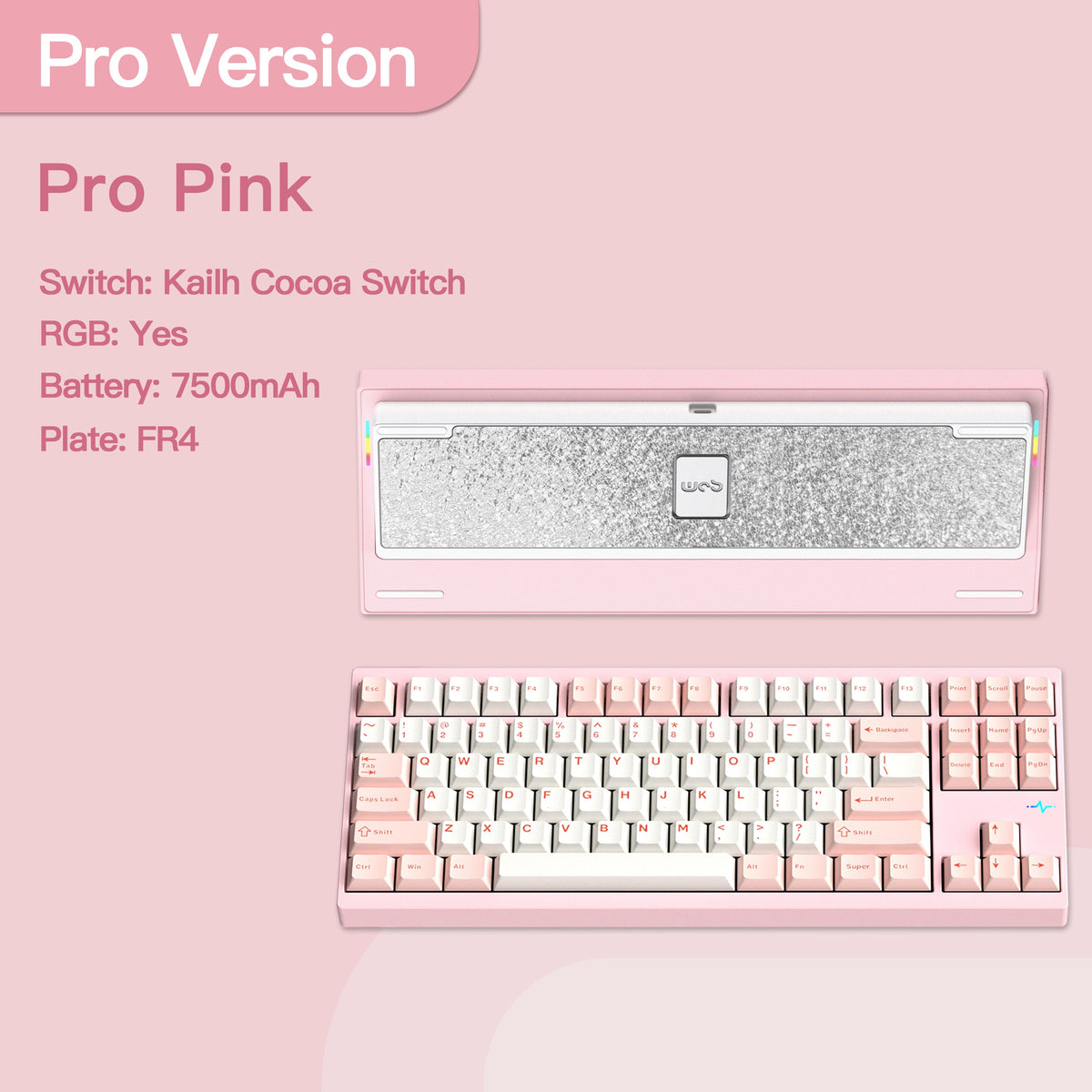 WOBKEY Crush 80 Reboot Pro in Pink with its back plate
