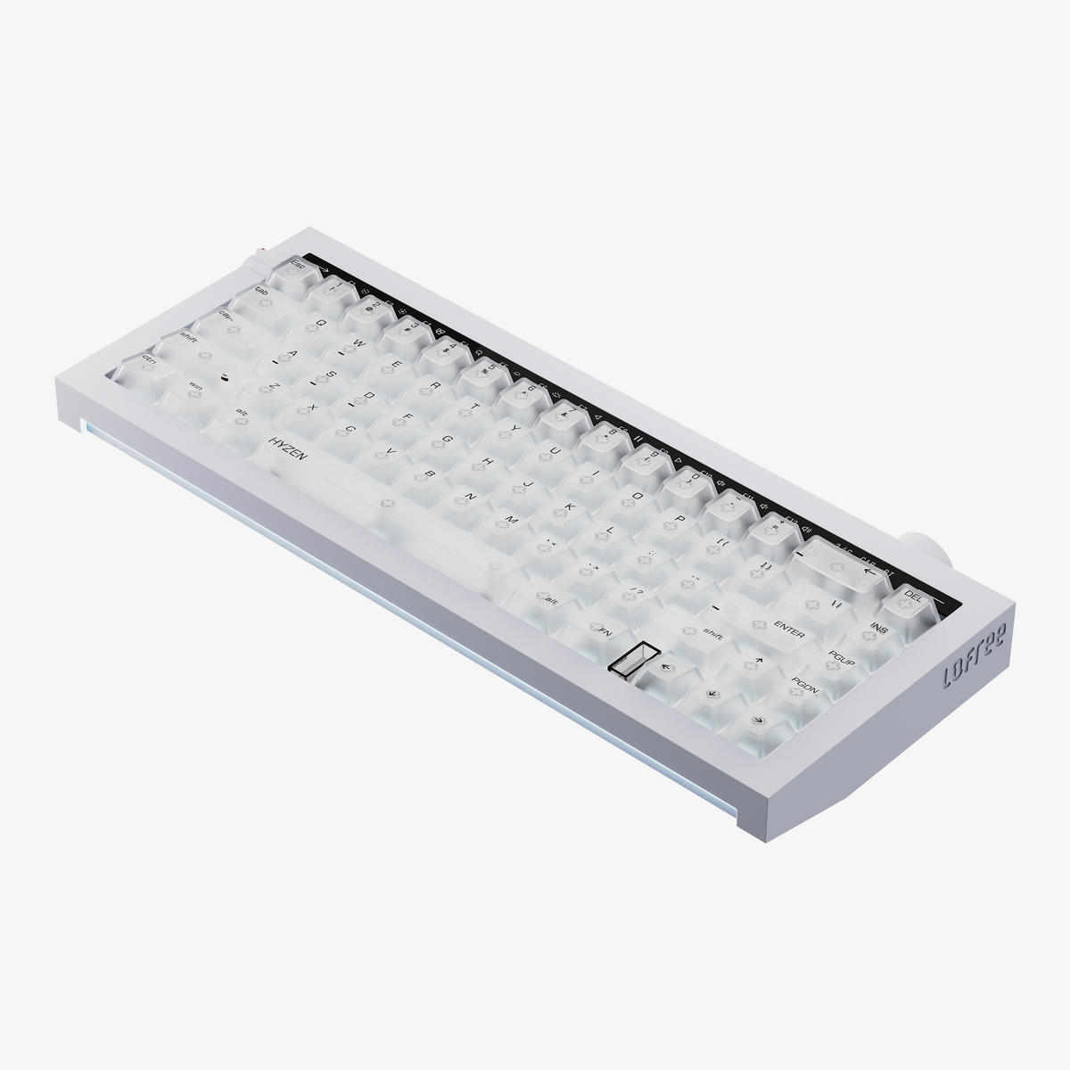 Lofree Hyzen67 magnetic keyboard in Silver, angled view