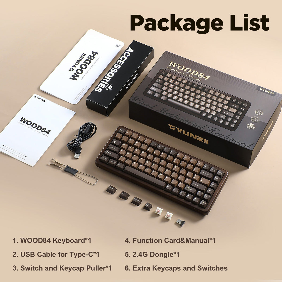 YUNZII WOOD84 box contents