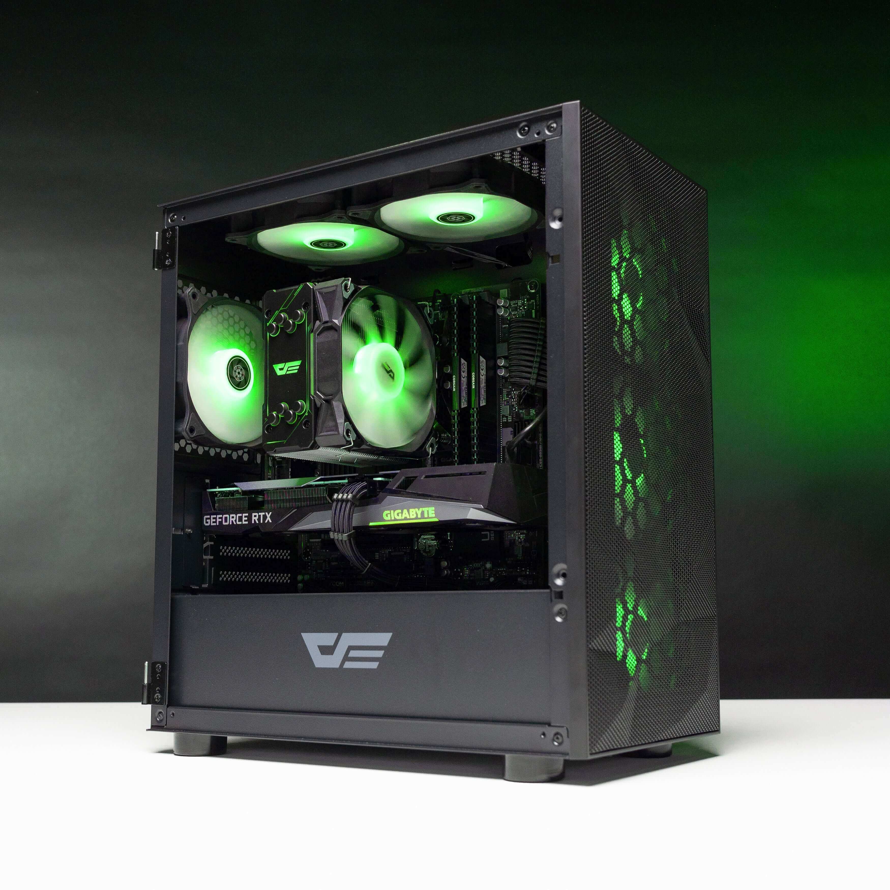 The TERROR: LVL 7 (Intel) Gaming PC incorporates the Darkair Pro CPU Cooler A-RGB Black, FSP Hydro K PRO 550W 80+ Bronze PSU, and DarkFlash DR-12 120mm ARGB fans x 6, enhancing cooling and providing stunning visual effects.