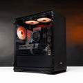 Side view of the powerful ARROW: LVL 5 PC showcases its impressive components, making it a gaming powerhouse.